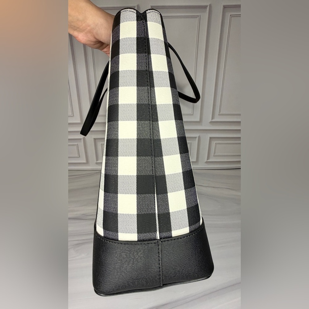 Kate Spade New York Black & White Gingham Zip Tote Bag | Like New Condition - Picture 4 of 11